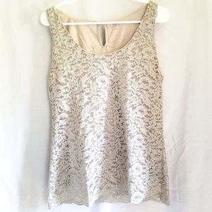 Ann Taylor LOFT Lace Shimmer Tank Top